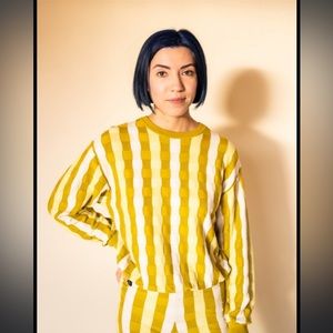 Back Beat Co. Yellow checkered sweater - XS / S